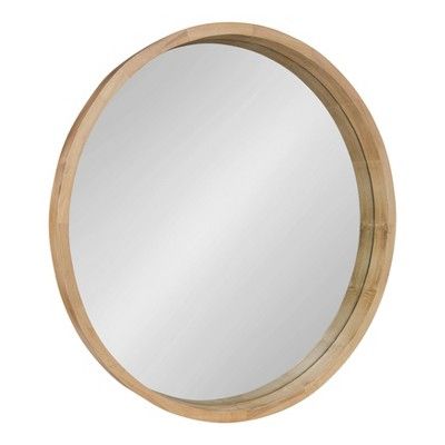 30" Hutton Round Wood Wall Mirror Natural - Kate and Laurel | Target