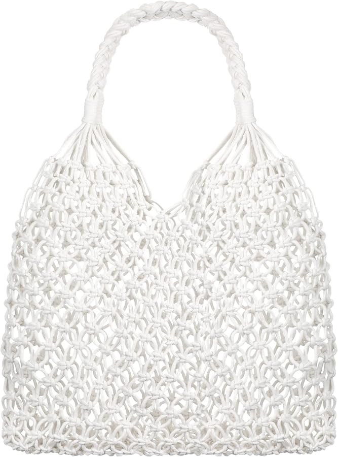 Travel Beach Fishing Net Handbag Woven Shoulder Bag Cotton Rope Macrame Bag Mesh Beach Bag Croche... | Amazon (CA)