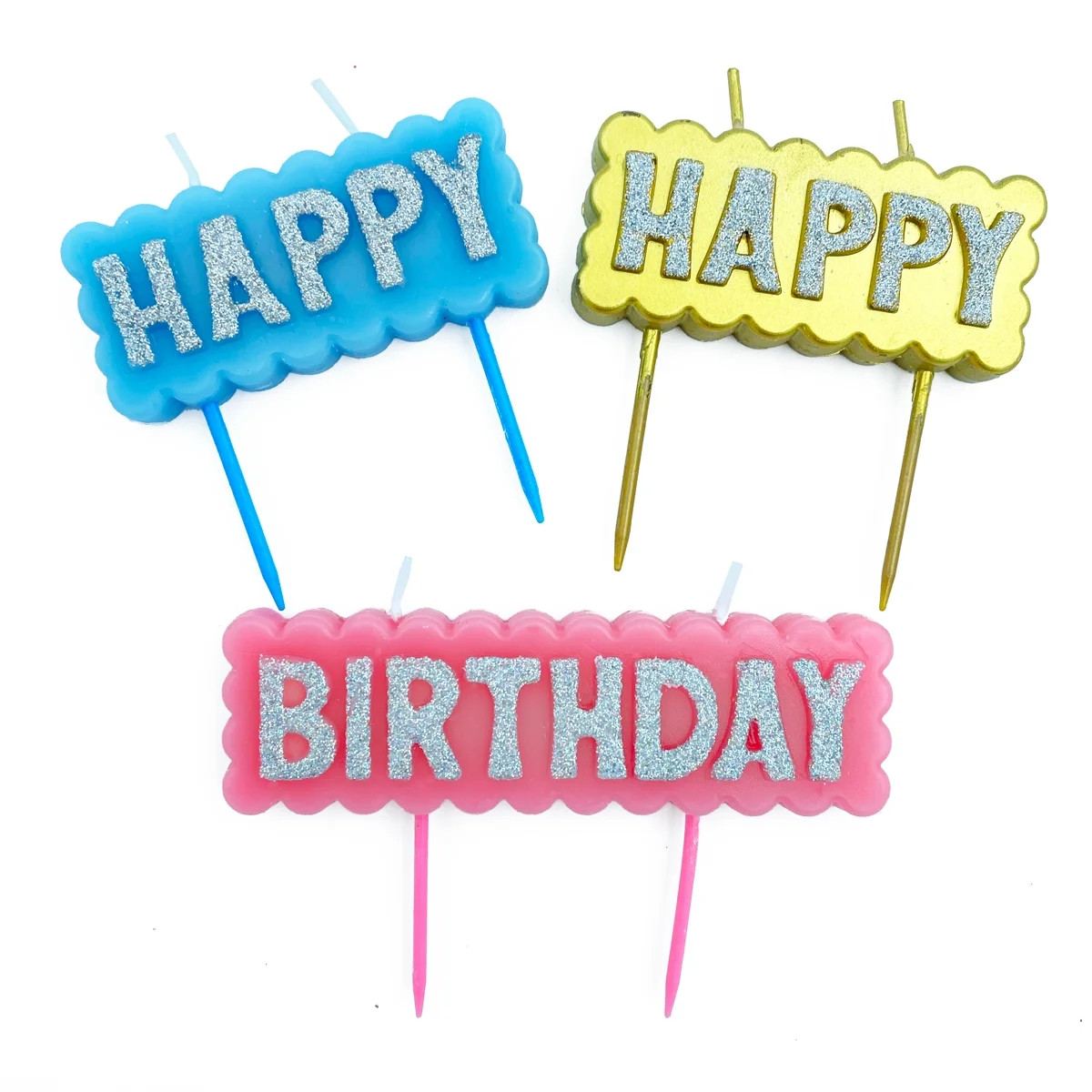 Packed Party 'Happy Happy Birthday' Candle Set, Multi-Color, 3 Pieces | Walmart (US)