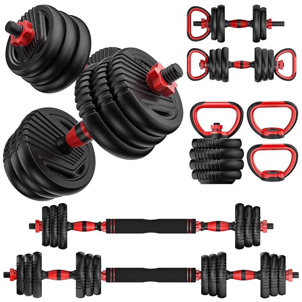 Adjustable Dumbbells, 10/25/35/55/70/90lbs Free Weight Set with Connector, 4 in1 Dumbbells Set Us... | Amazon (US)