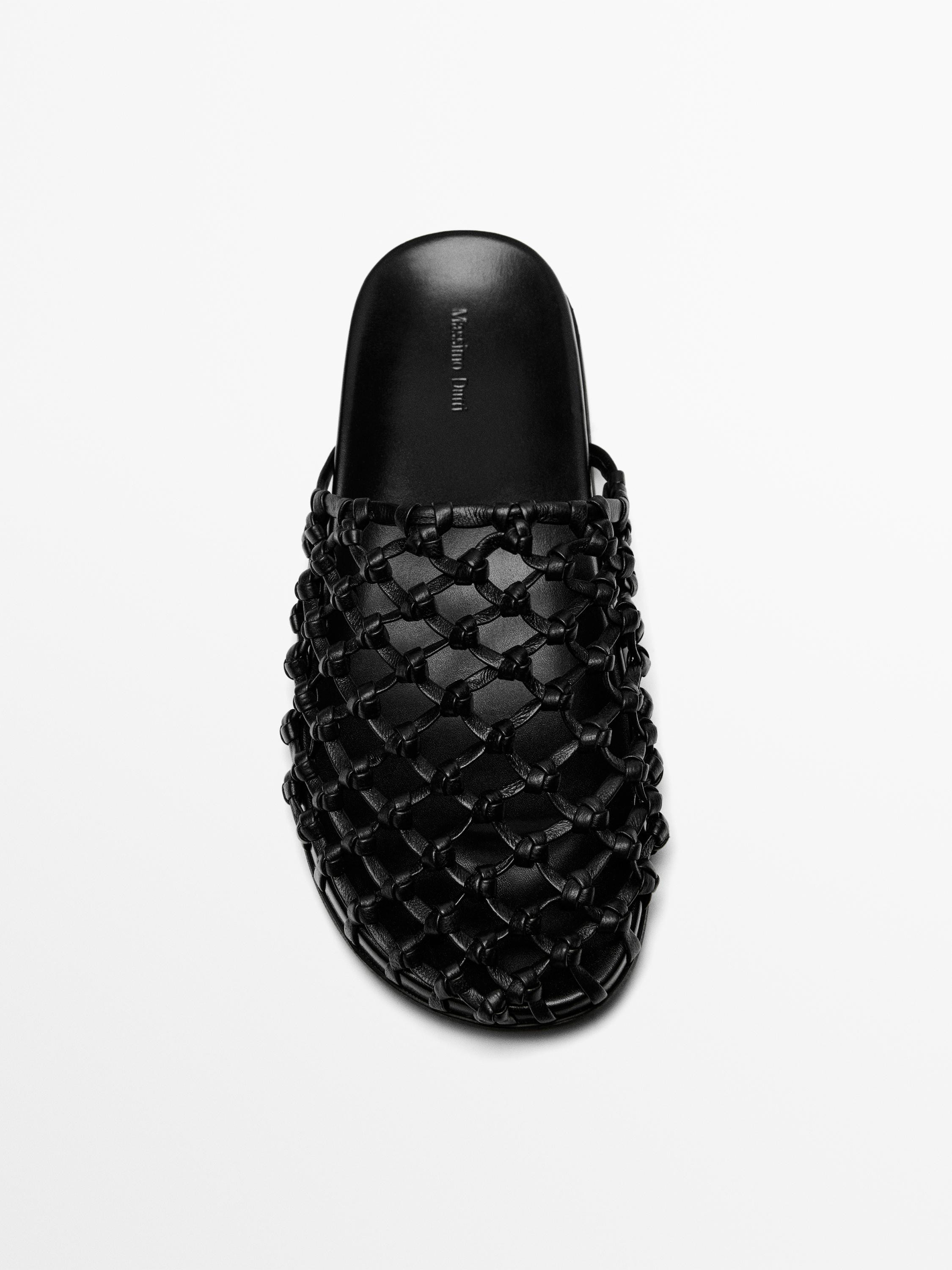 Woven leather clogs | Massimo Dutti UK