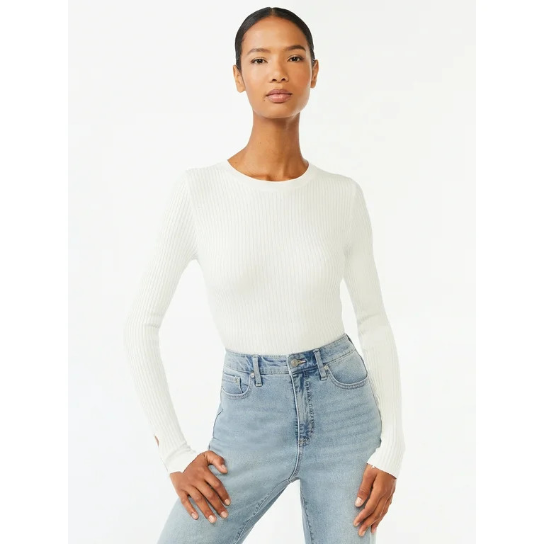 Scoop Women's Bodysuit Sweater with Long Sleeves - Walmart.com | Walmart (US)