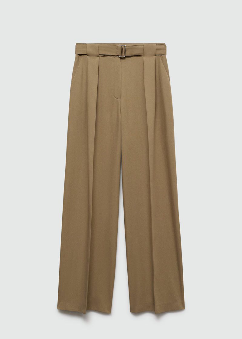 Belt straight-fit trousers -  Women | Mango United Kingdom | MANGO (UK)
