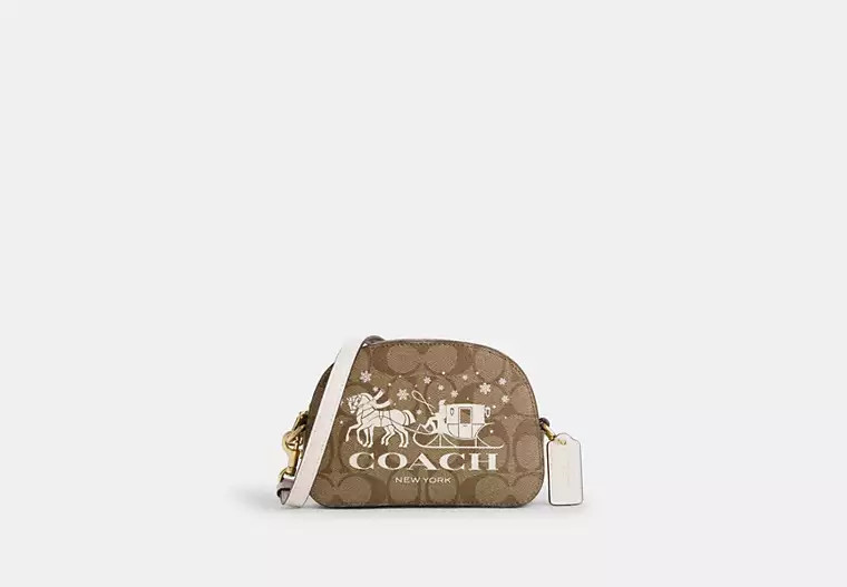 Mini Serena Satchel In Signature Canvas With Horse And Sleigh | Coach Outlet US