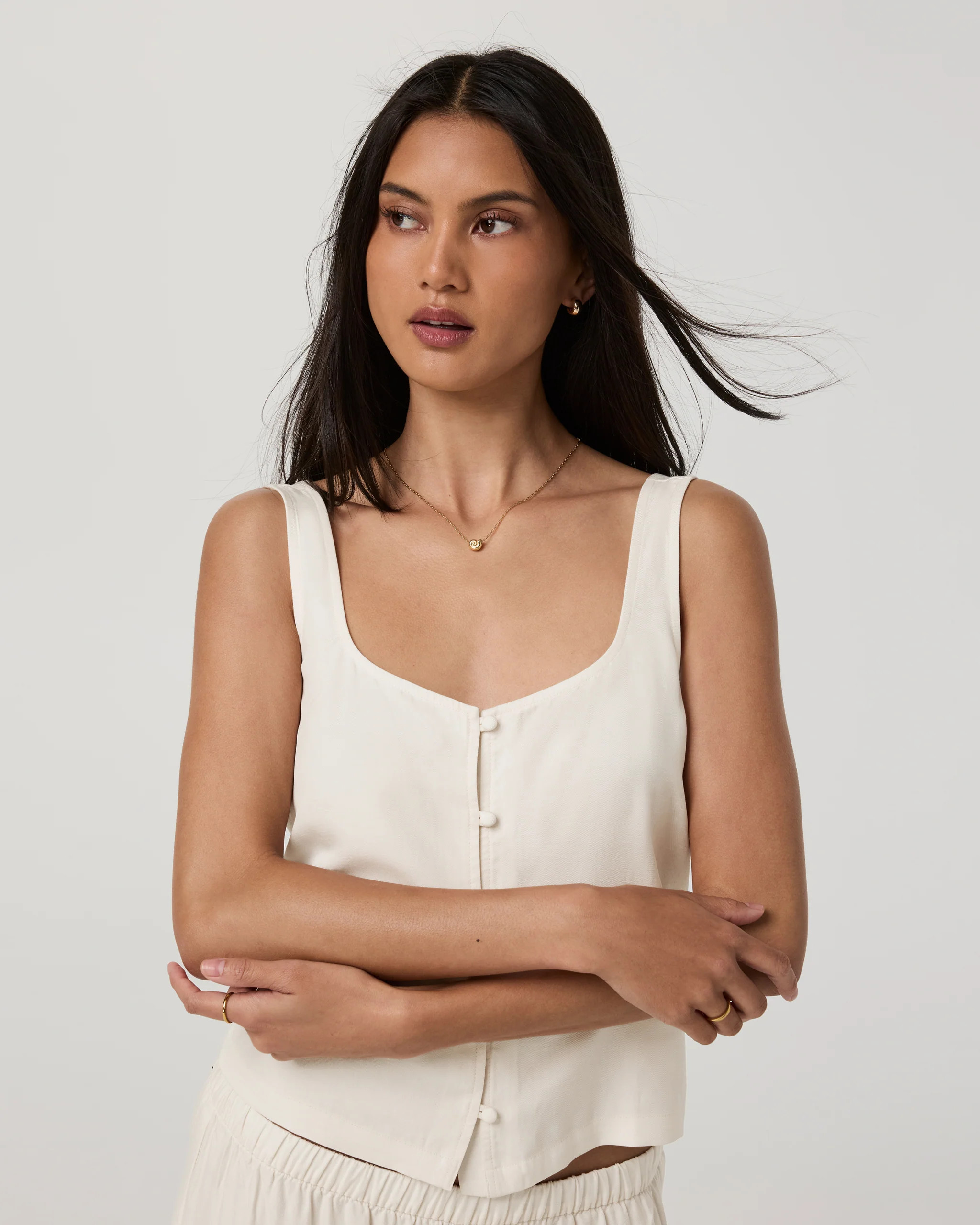 Trestles Twill Button Front Top – Women's Natural Top – Vuori | Vuori Clothing (US & Canada)
