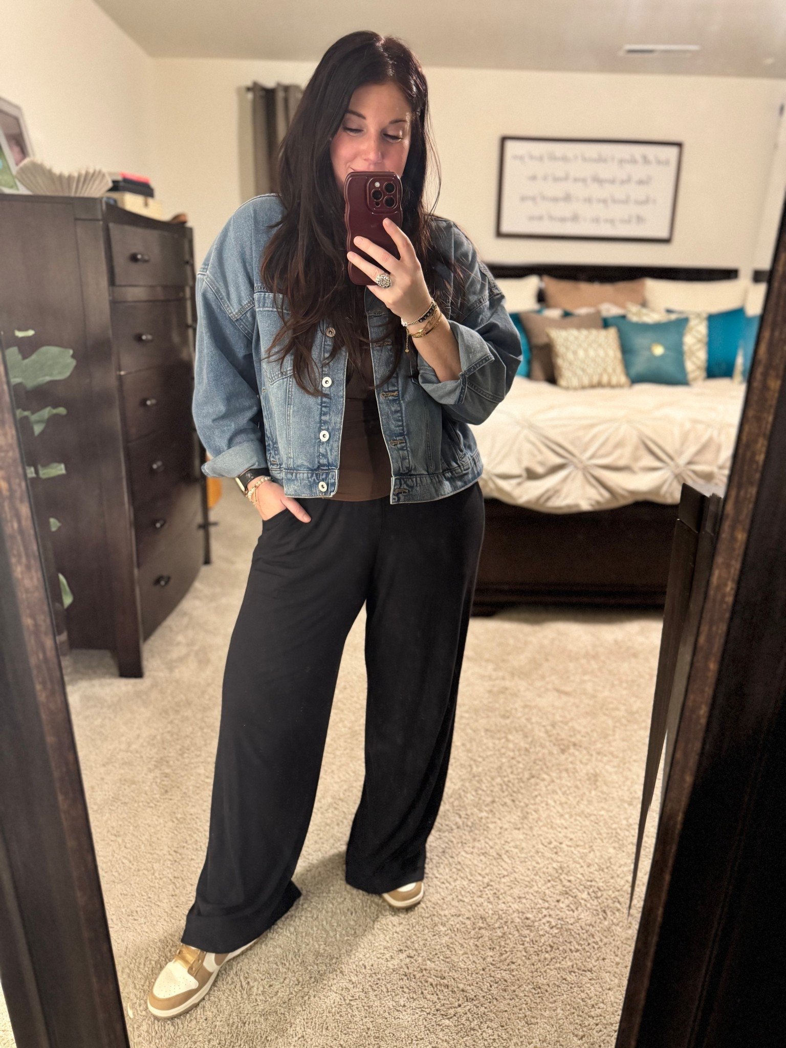 Favorite denim jacket from Walmart, staple ribbed tank I have in every color under $4, and the best lounge wide leg pants! 

#LTKootd #LTKdayinmylife #LTKmomlife