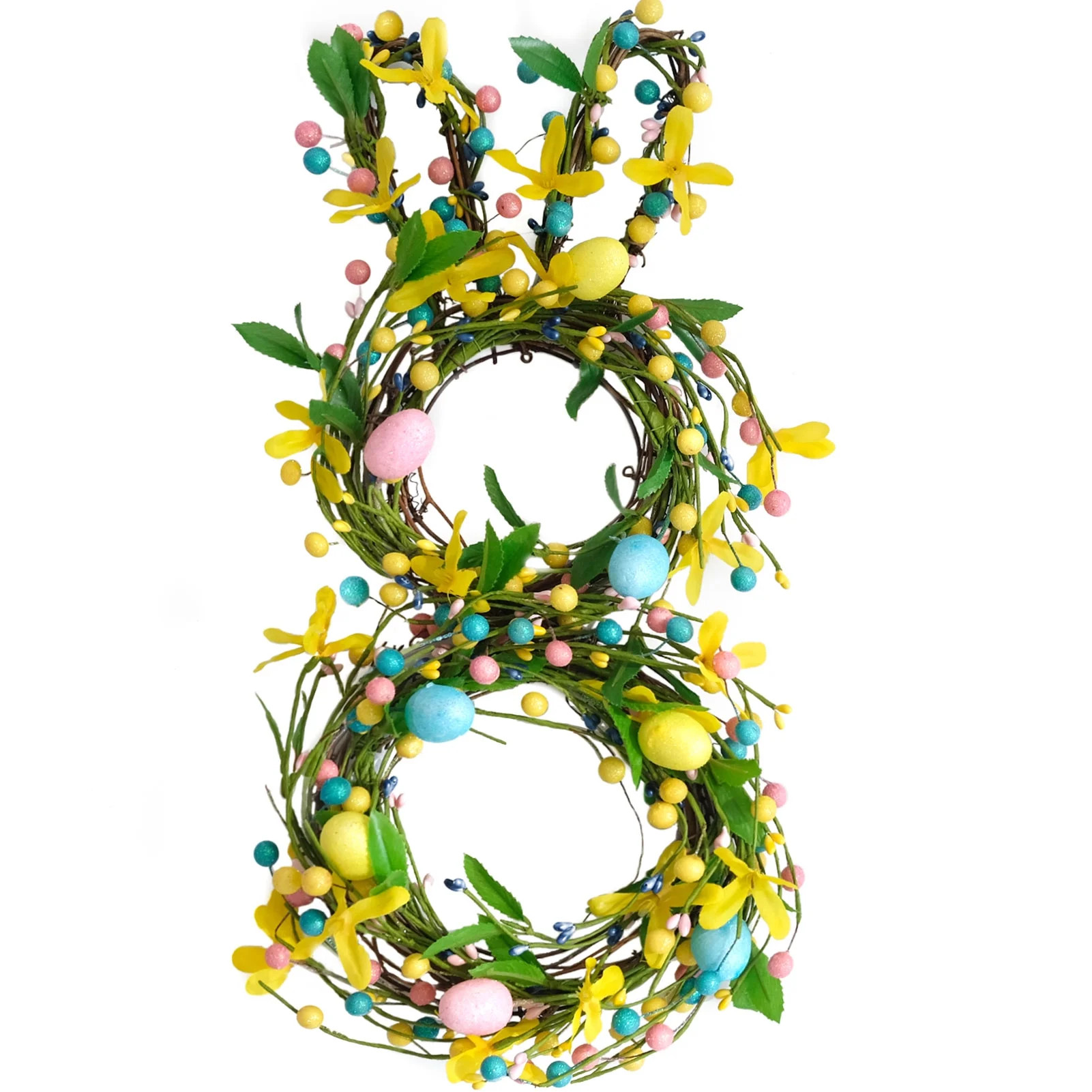 Idyllic 18 Inch Easter Wreath Easter Bunny Colorful Eggs Wreath for Front Door, Spring Eggs and B... | Walmart (US)