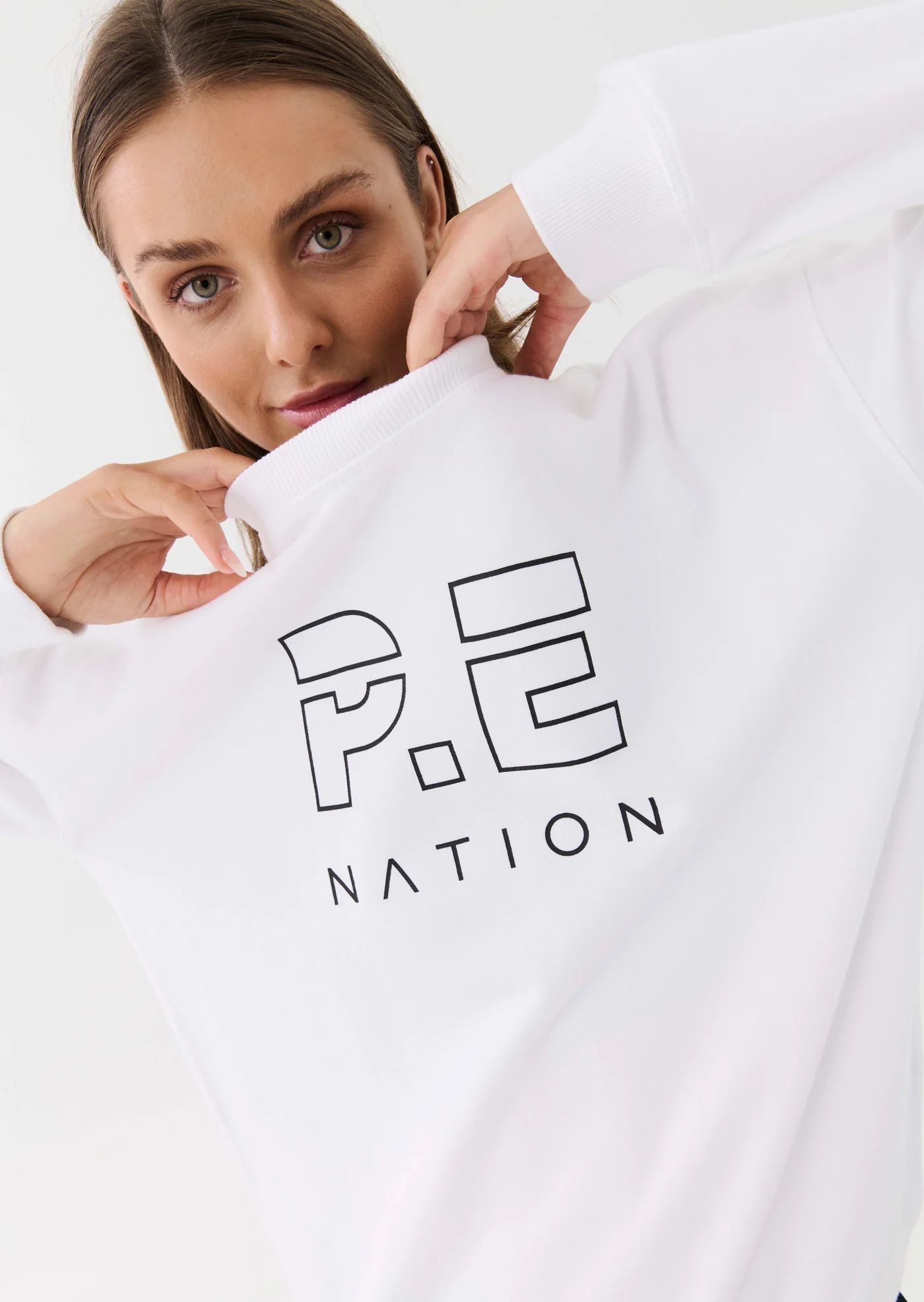 Heads Up Sweat | White | Drop Shoulder, Relaxed Fit Sweat | P.E Nation US