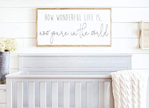 Framed Wood Sign Rustic Wooden Sign How Wonderful Life Is Now Youre In The World Nursery Sign How... | Amazon (US)
