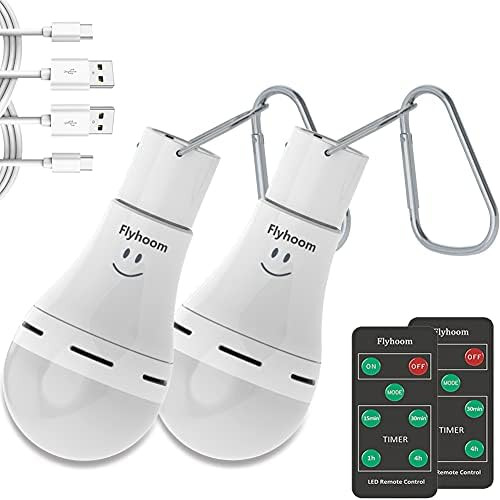 Flyhoom Rechargeable Emergency Light Bulb with Remote, 4 Modes, Clip Hook, Portable LED Camping L... | Amazon (US)