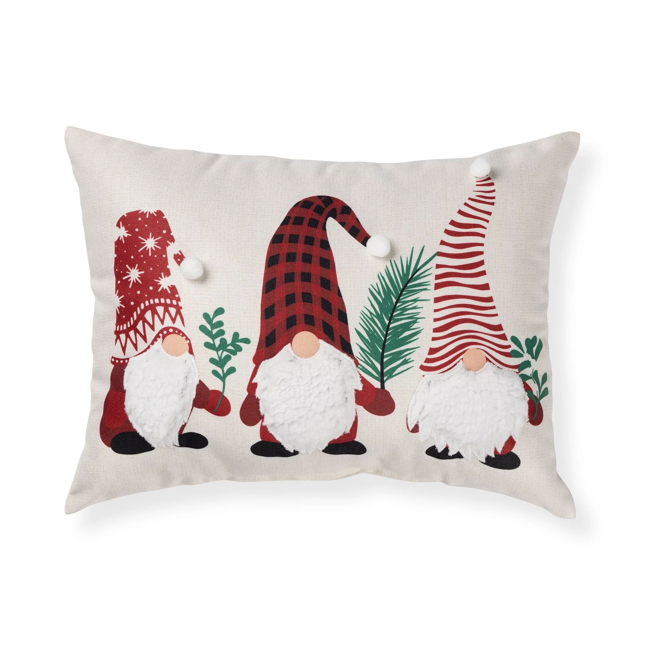 Mainstays Decorative Throw Pillow, Holiday Gnomes, 13"x17" Oblong, Single Pillow | Walmart (US)