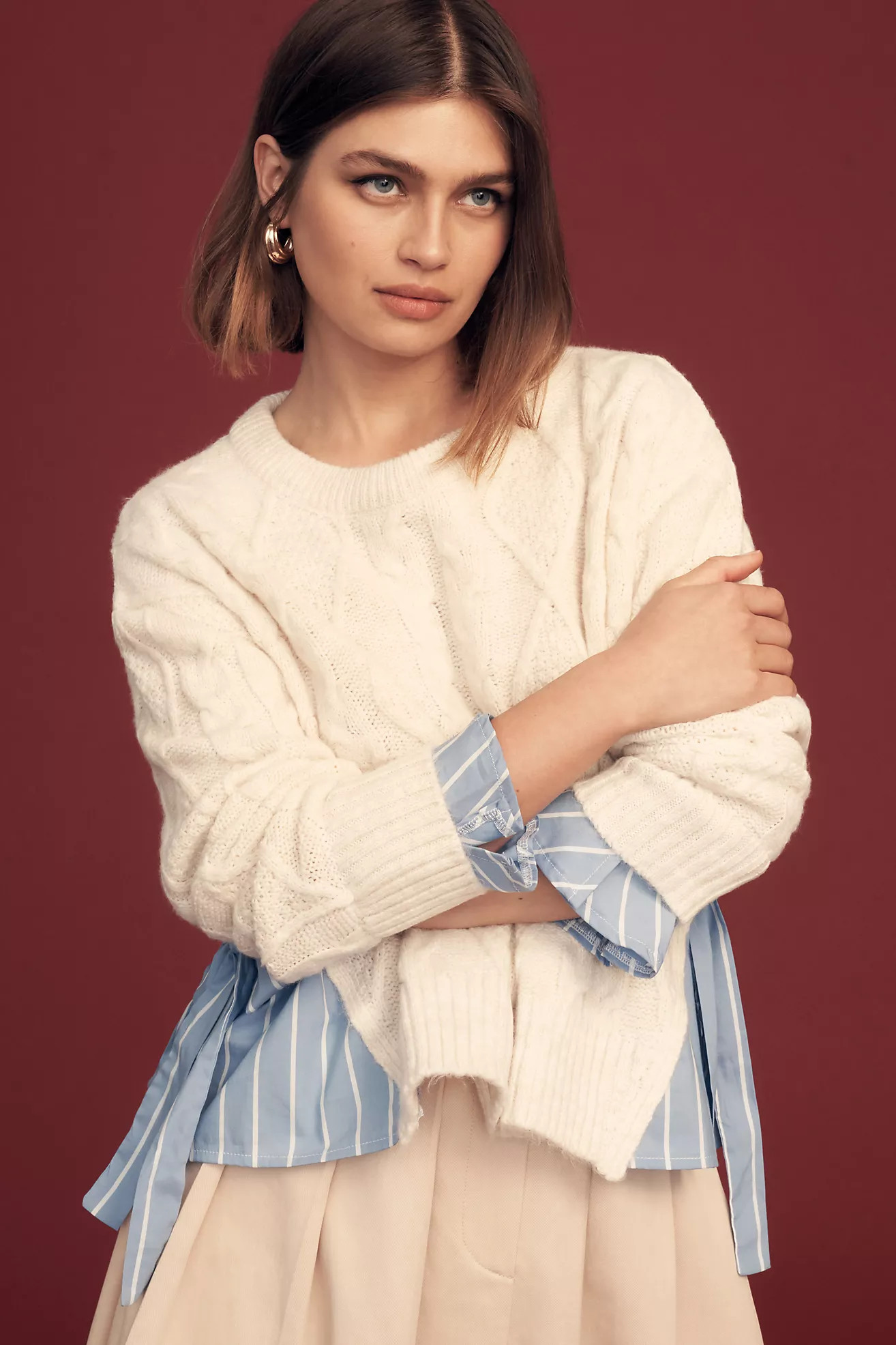 By Anthropologie Cable Twofer Tie Sweater | Anthropologie (US)