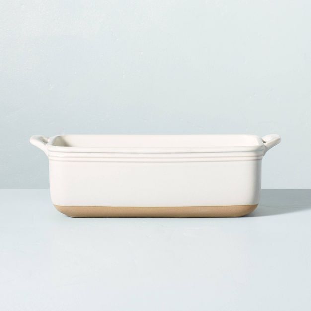 1.4qt Rectangular Stoneware Baking Dish with Handles Sour Cream - Hearth & Hand™ with Magnolia | Target