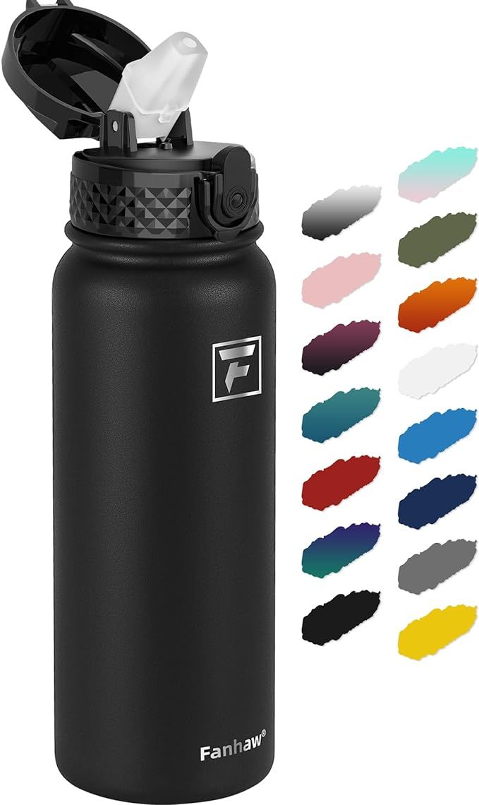 Fanhaw 20 Oz Insulated Stainless Steel Water Bottle with Straw Lid - Leak & Sweat Proof with Anti... | Amazon (US)