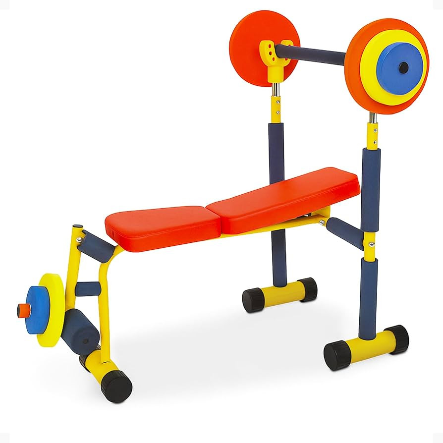Redmon Fun & Fitness for Kids Adjustable Weight Bench Press Set w/ Barbell & Foam Weights | Amazon (US)