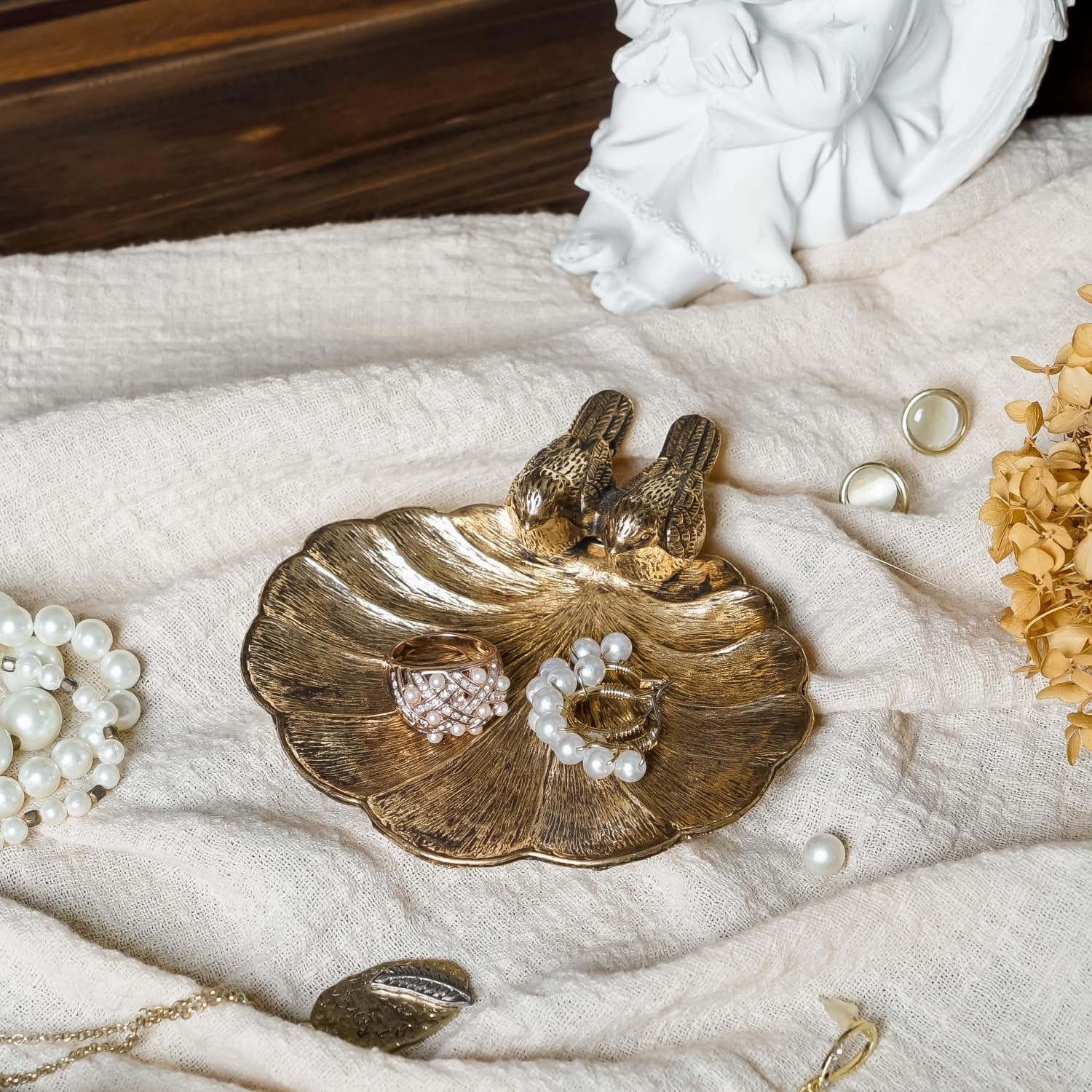 NIKKY HOME Ring Holder Bird Jewelry Dish Vintage Trinket Tray Decorative Shabby Chic Display Orga... | Amazon (US)