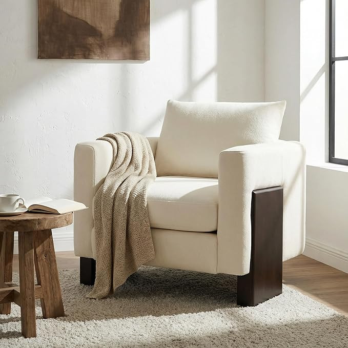 Christopher Knight Home Modern Accent Chair Upholstered Club Chair with Rubberwood Legs, Armchair... | Amazon (US)