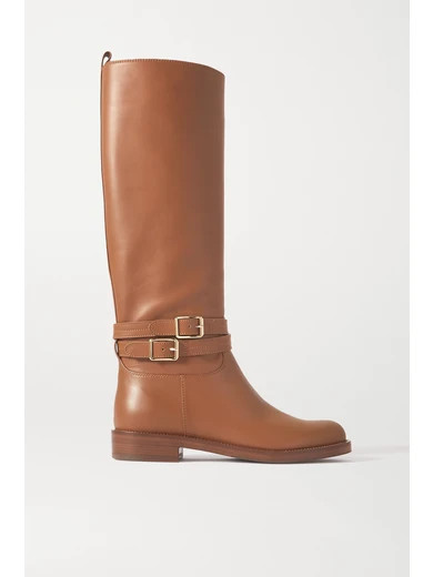 Gianvito Rossi - Buckled Leather Knee Boots - Tan | NET-A-PORTER (US)