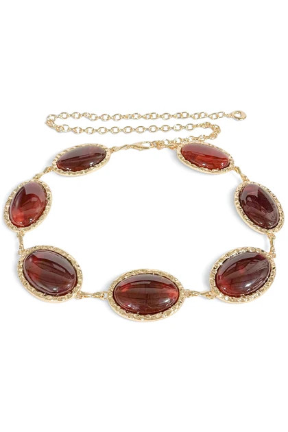 Emily Gold and Burgundy Vintage Medallion Chain Belt | The Willow Tree