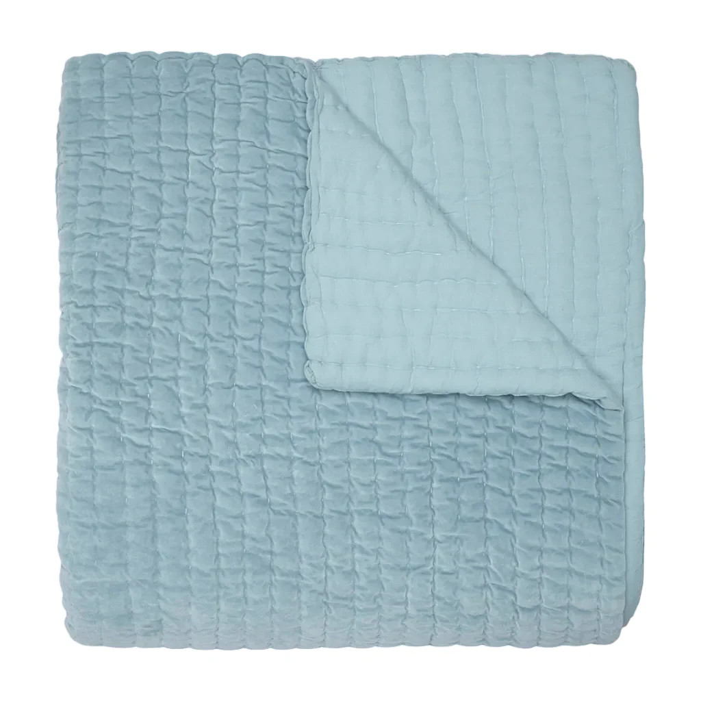Velvet Light Indigo Coverlet & Shams by John Robshaw | Cailini Coastal