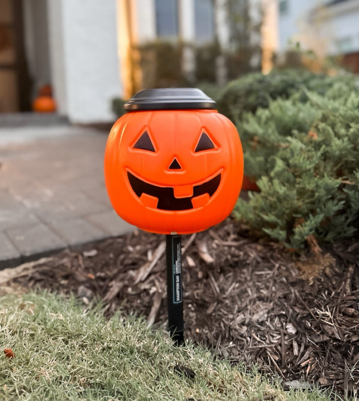 Pumpkin Landscape Solar Light - Use the $2 plastic pumpkins and a solar light to create Halloween themed walkway lighting.

How it’s done:  remove the plastic handle, outline the circumference of the light pole and drill it out, insert light pole, twist on the light, pull up the rubber ring to the base of the pumpkin. 🎃

It’s important to use this exact pumpkin and lantern as they fit perfectly together  


#LTKSeasonal #LTKHome #LTKFallSale