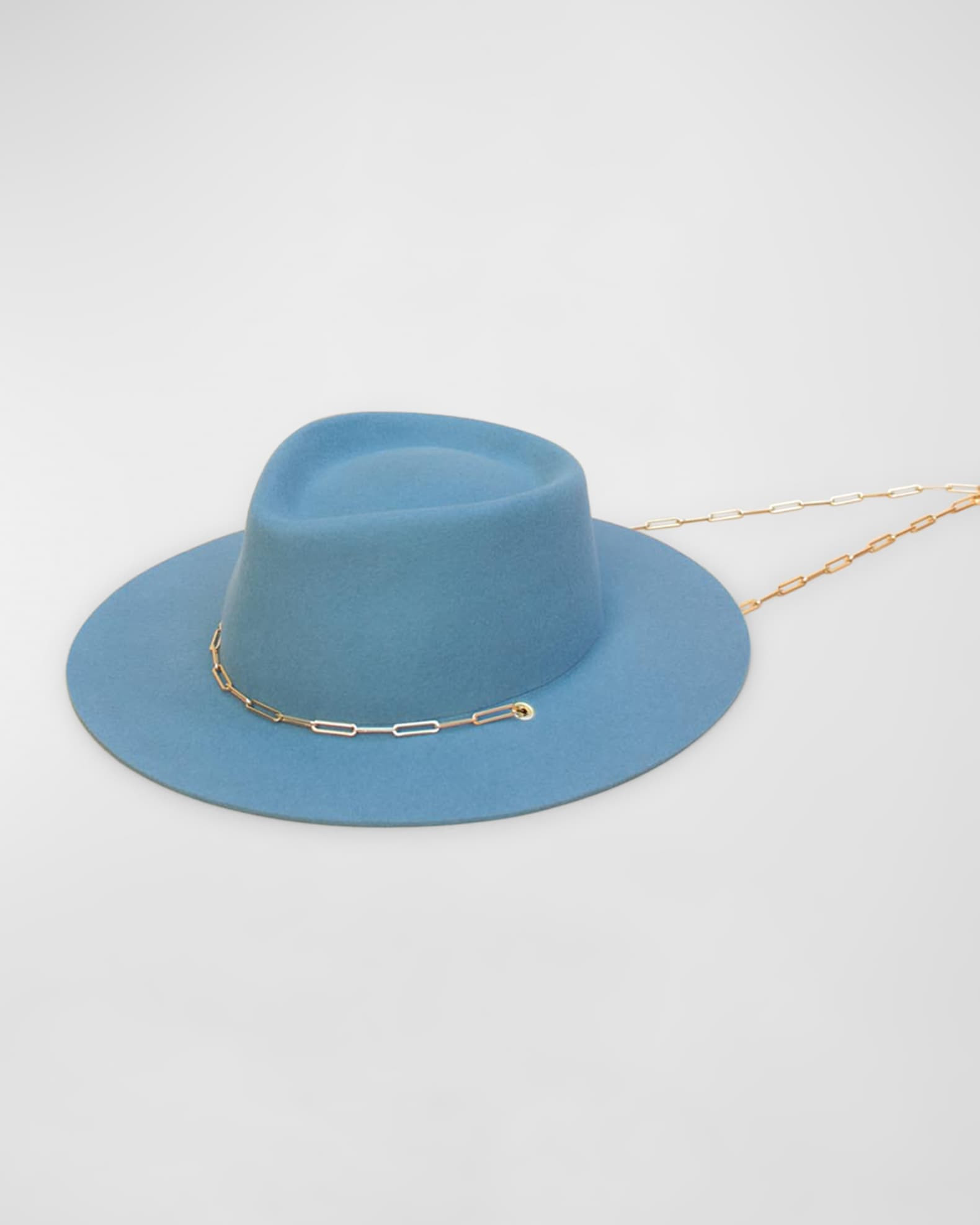Van Palma Ulysse Merino Wool Fedora With Chain | Neiman Marcus