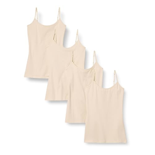 Amazon Essentials Women's Slim-Fit Camisole, Pack of 4, Beige, Large | Amazon (US)