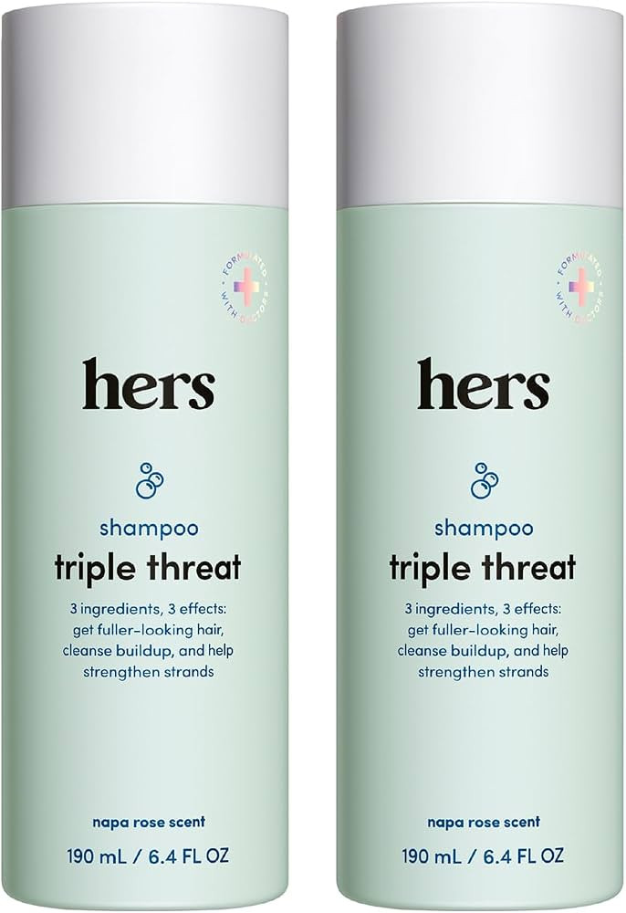 hers Triple Threat Shampoo, Biotin, Napa Rose Scent, 2 Pack, 6.4 Fl Oz | Amazon (US)