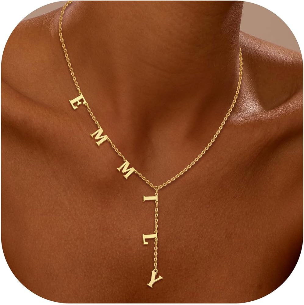 ARVAE Personalized Lariat Name Necklace for Women,Custom Y-Shaped Name Necklace,18k Gold Plated L... | Amazon (US)