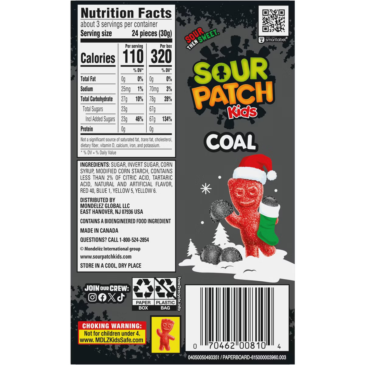 SOUR PATCH KIDS Christmas Coal Black Raspberry Theater Box Candy - 3.1oz | Target