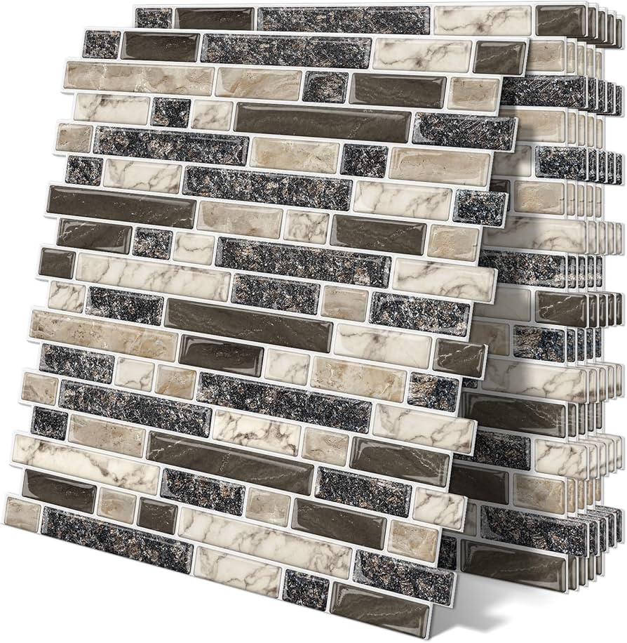 Thick Peel and Stick Tile Backsplash 12"x12" Self Adhesive Marble Tiles for Kitchen and Bathroom ... | Amazon (US)