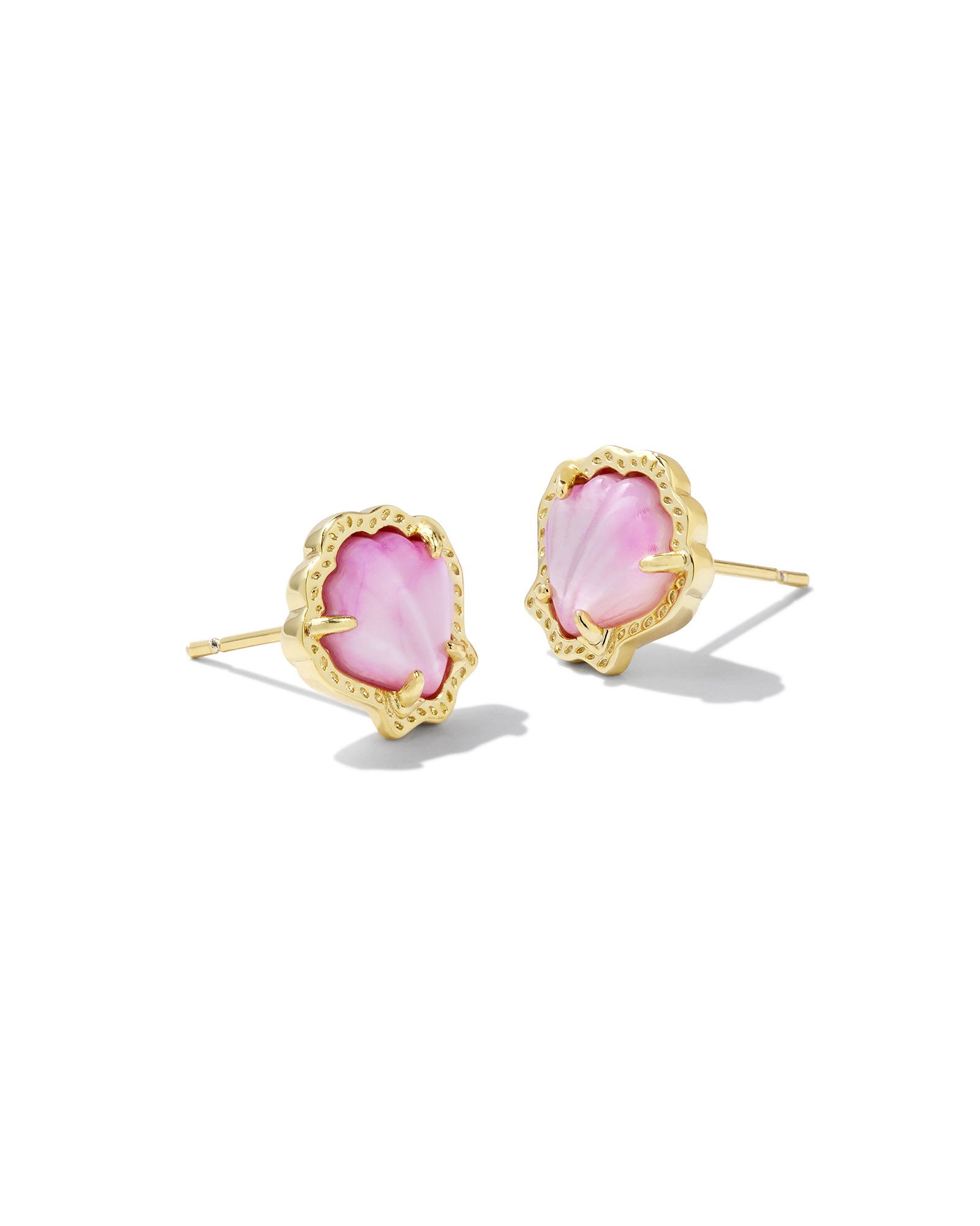 Brynne Gold Shell Stud Earrings in Blush Ivory Mother-of-Pearl | Kendra Scott