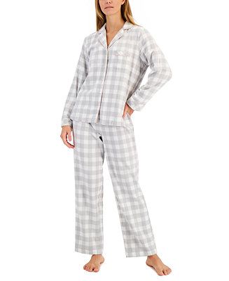 Charter Club Printed Cotton Flannel Pajama Set, Created for Macy's & Reviews - All Pajamas, Robes... | Macys (US)