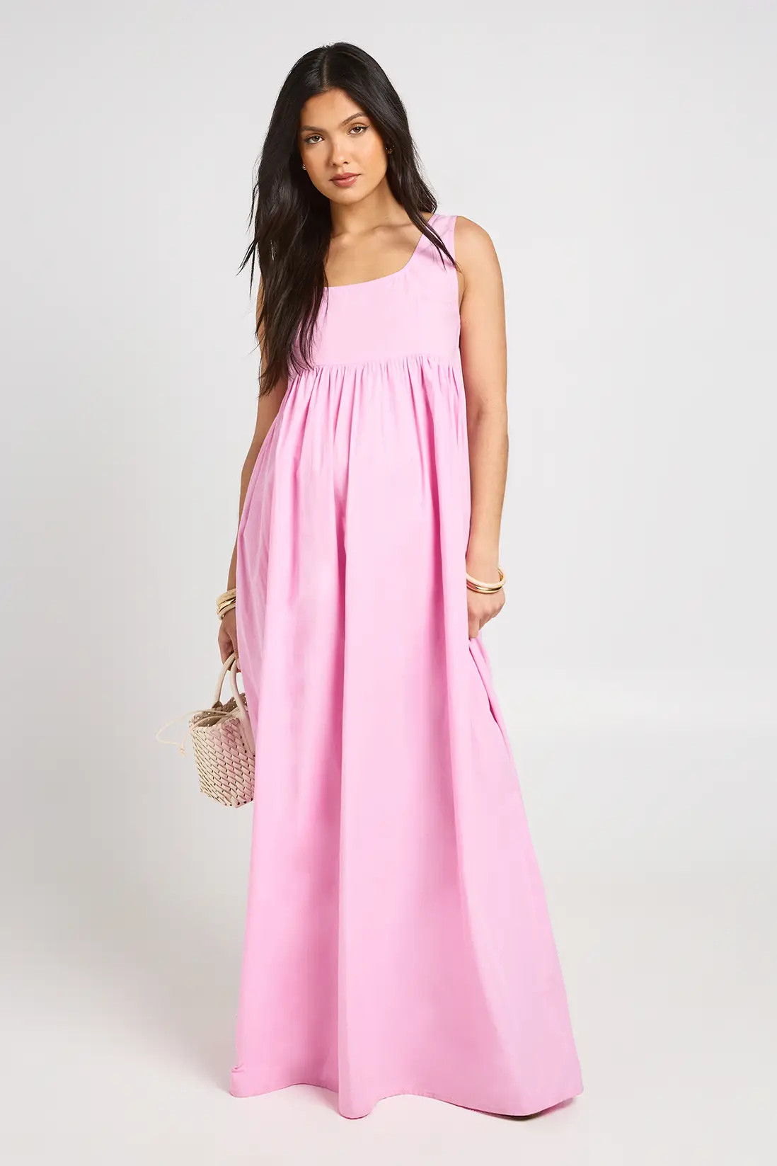 Hot Pink Maternity Square Neck Maxi Dress | Boohoo | Boohoo.com (UK & IE)