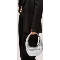 Silver Leather Small Hobo Bag - Purse Evening Shoulder Clutch in Fashion Women's Raunded Gift For Her | Etsy (US)