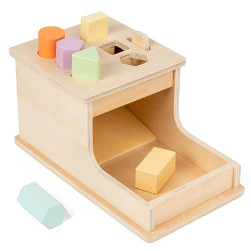 JOCES Montessori Toys for Babies 6-12 Months, Object Permanence Box with 6 Blocks, Wooden Toys for Toddlers 1-3, Developmental Toys for 6 Month Old, Shape Sorter, Ball Drop Toy for 1 2 3 Year Old | Amazon (US)