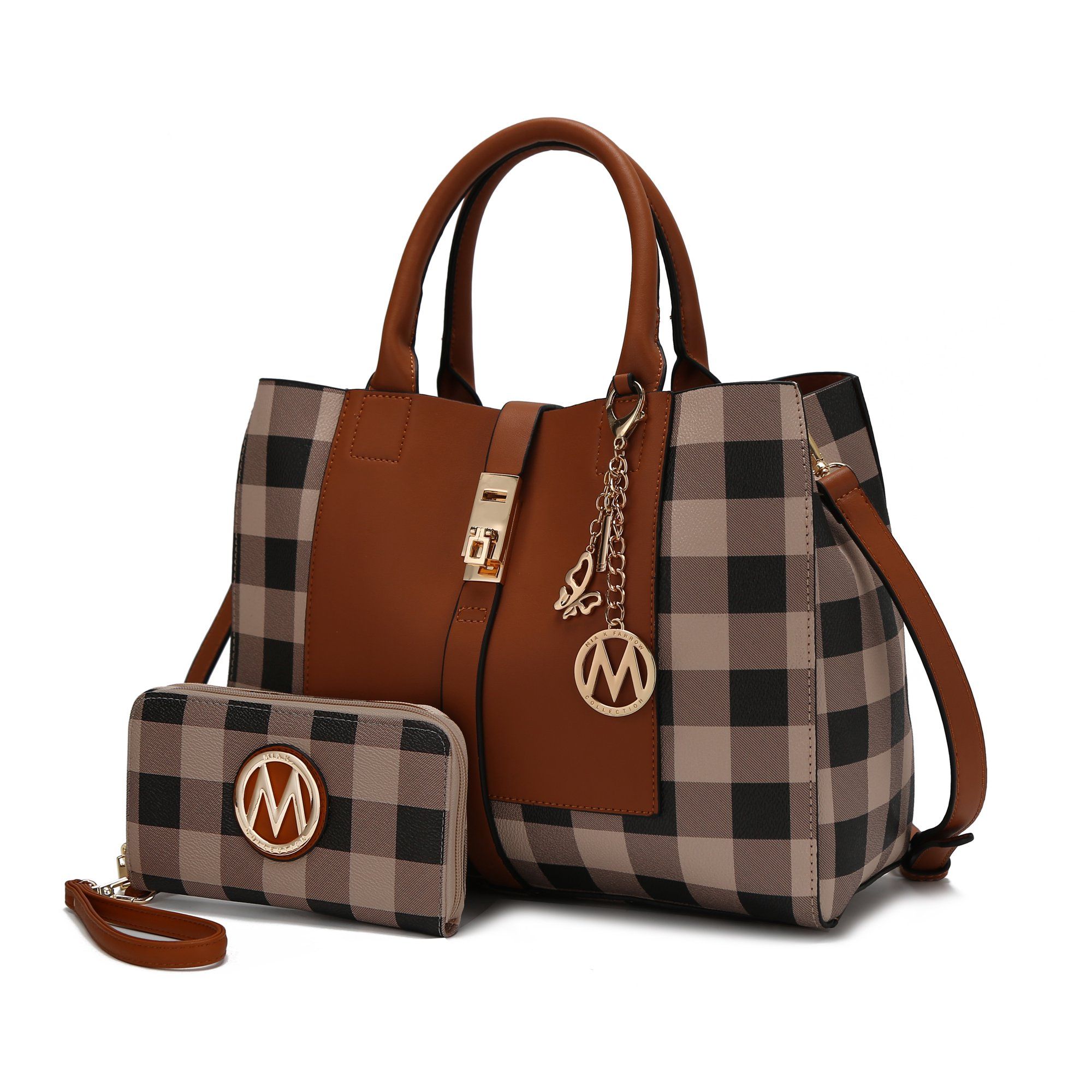 MKF Collection Yuliana Checkered Satchel Bag with Wallet by Mia K. | Walmart (US)