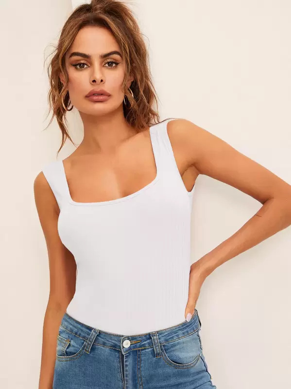 SHEIN Rib-knit Tank Top | SHEIN