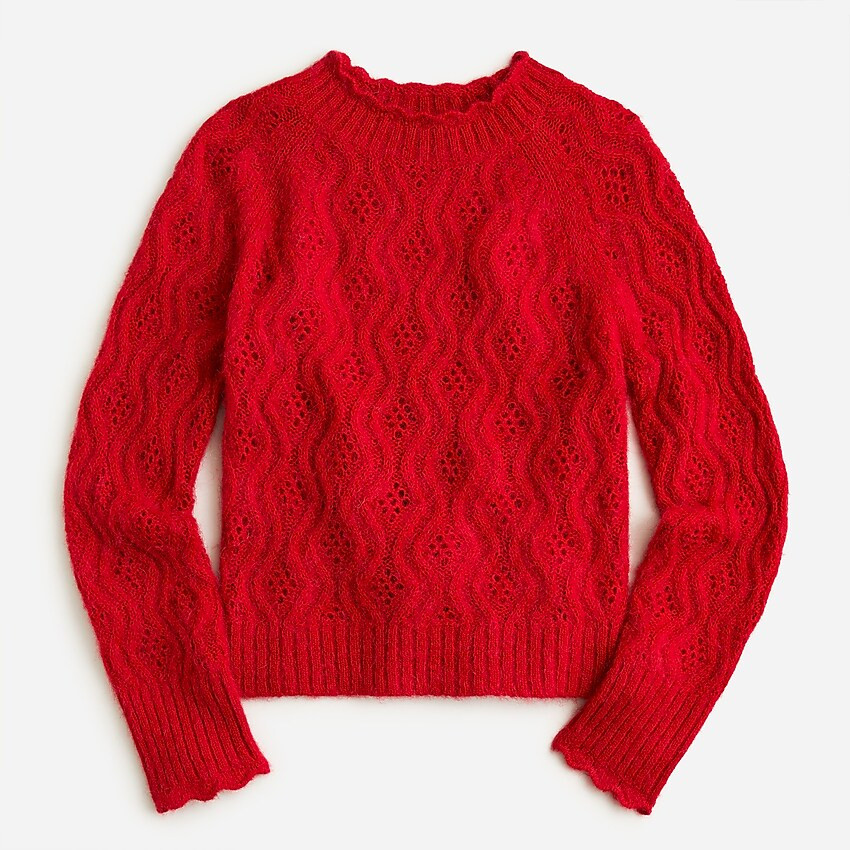 Pointelle scallop-trim sweater | J. Crew US