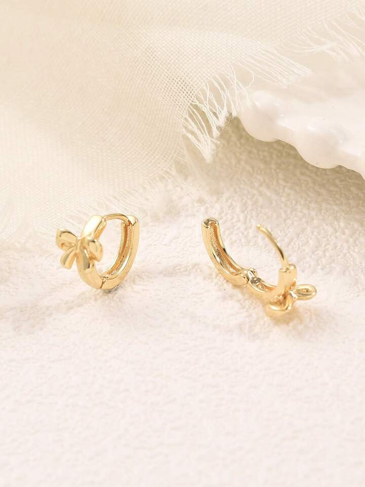 1pair Fashionable Bow Decor Hoop Earrings For Women For Daily Decoration | SHEIN