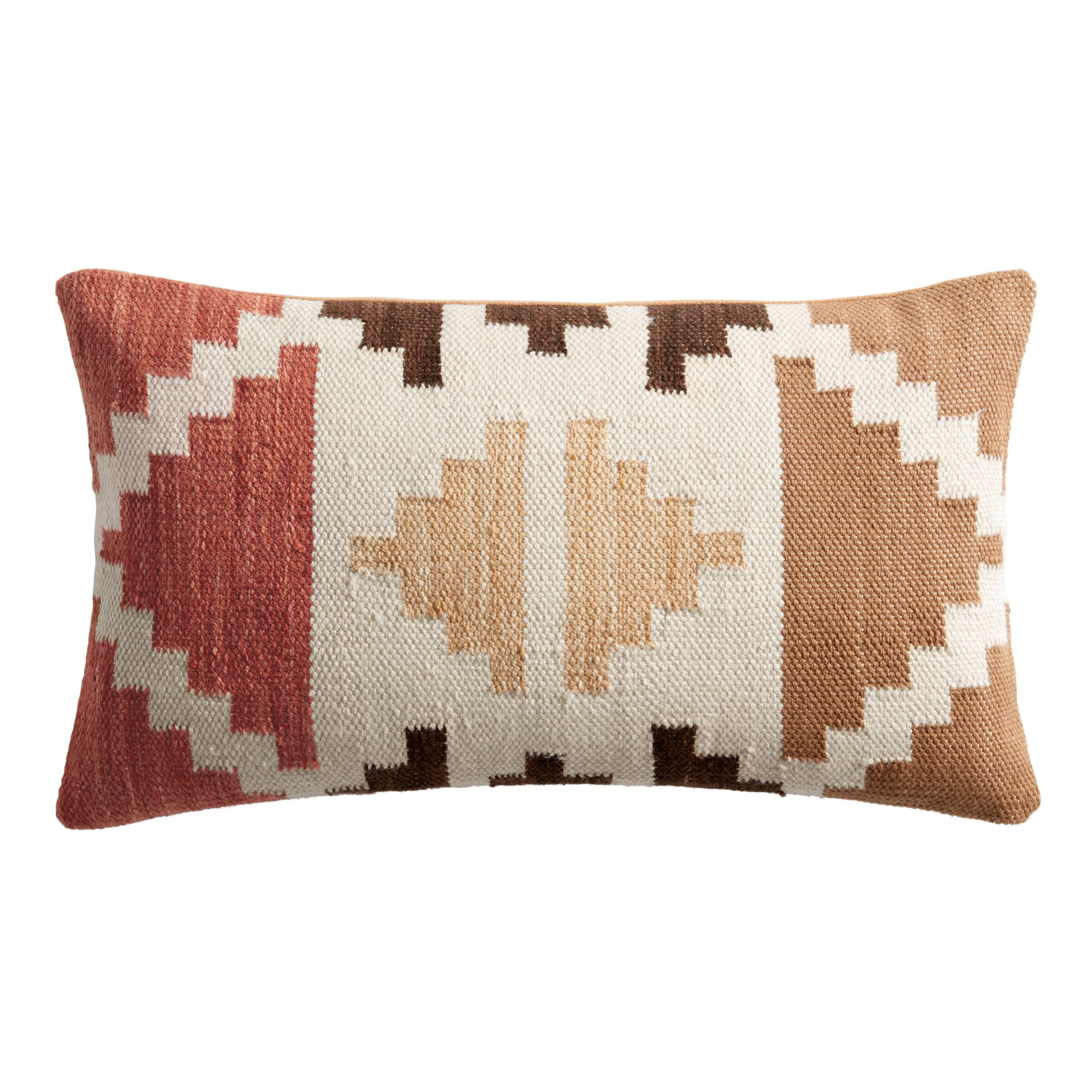 Rust And Ivory Geo Indoor Outdoor Lumbar Pillow | World Market