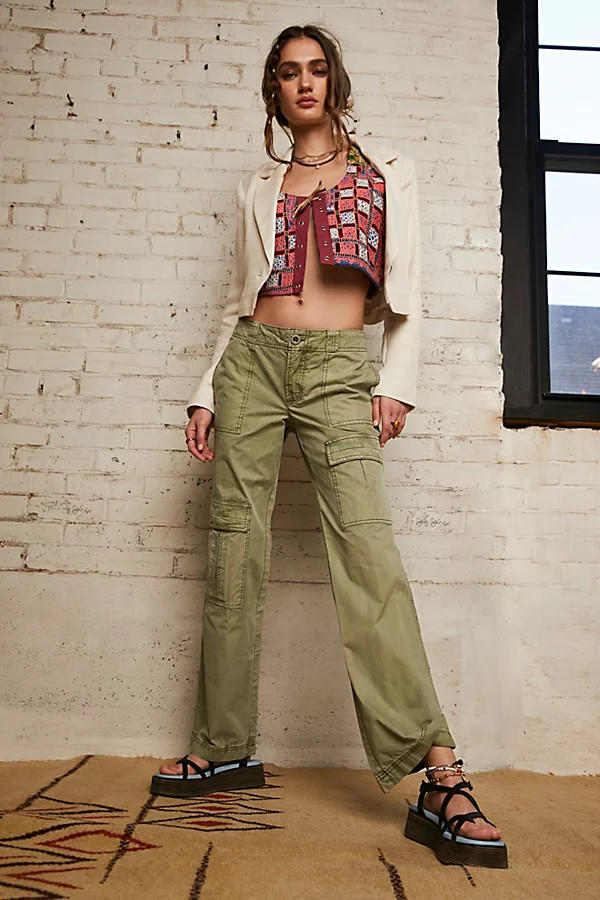 The Thing Is Low-Rise Utility Pants by Free People, Green Tea, US 12 | Free People (Global - UK&FR Excluded)