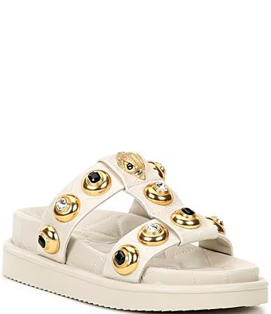 Kurt Geiger London Orson Leather Jewel Stud Ornament Slide Sandals - 41(10) | Dillard's