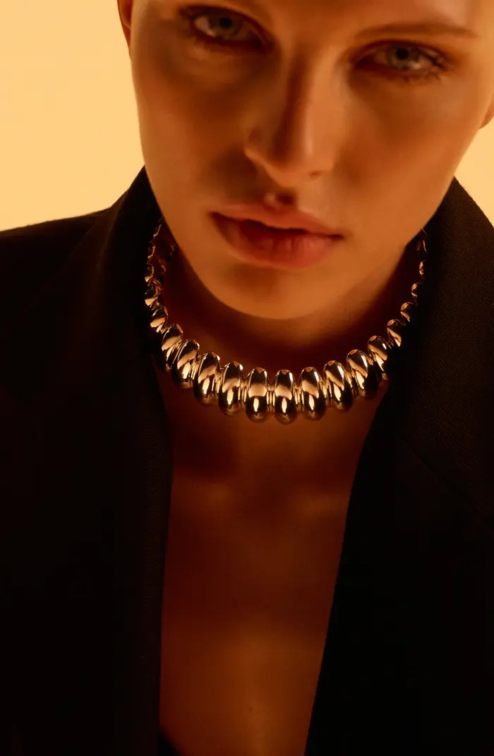 MANGO x Kaia Gerber Ridge Embossed Choker Necklace | Nordstrom | Nordstrom