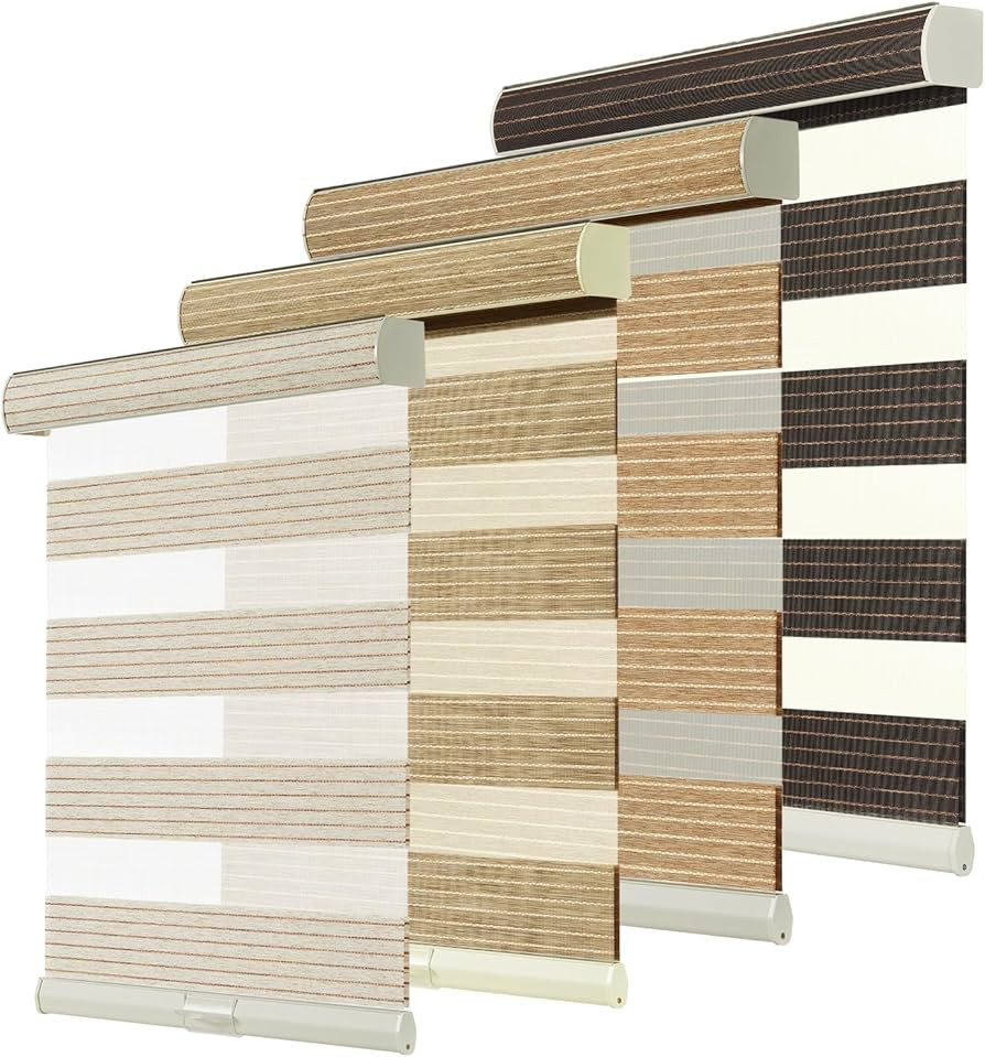 Natural Woven Zebra Blinds for Windows Cordless Roller Blinds Light Filtering Zebra Shades for Do... | Amazon (US)