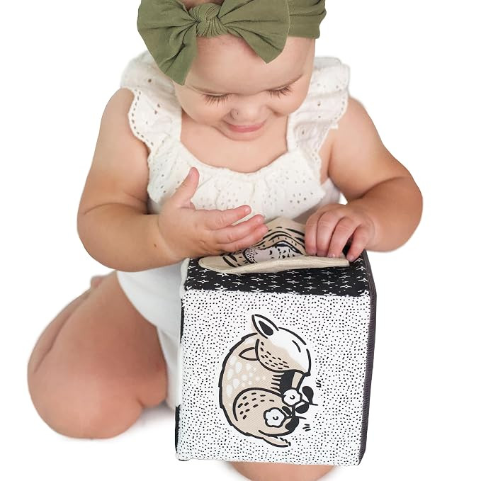 Wee Gallery Soft Block, Baby Sensory Toy with High-Contrast Graphics, Organic Soft Fabric Soft Bl... | Amazon (US)