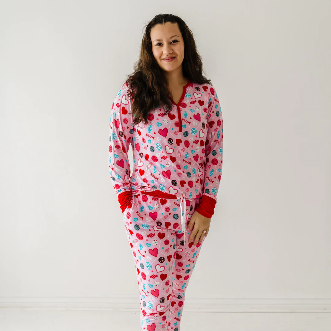 Pink Sweet Valentine Women's Bamboo Viscose Pajama Top | Little Sleepies