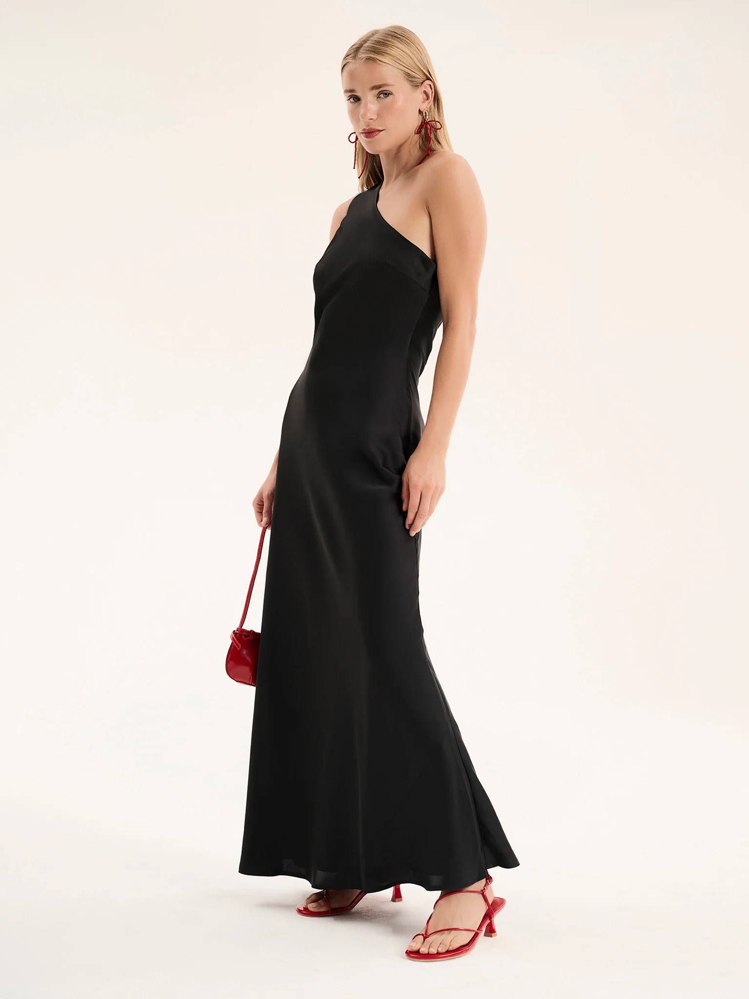 Uma One Shoulder Dress in Black | OMNES | Ethical & Affordable Clothing | Shop Women's Dresses | OMNES UK
