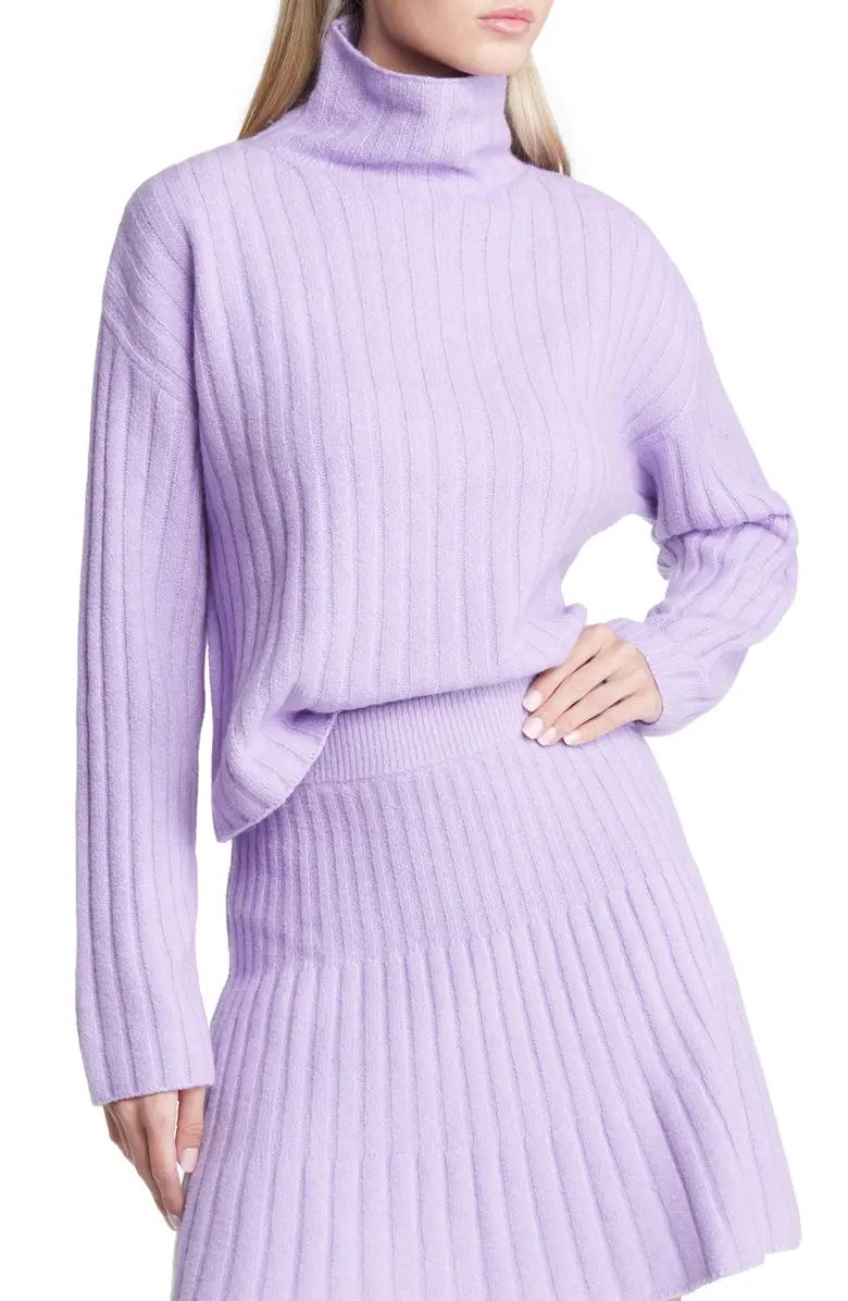 Open Edit Women's Cotton Blend Rib Turtleneck Sweater | Nordstrom | Nordstrom