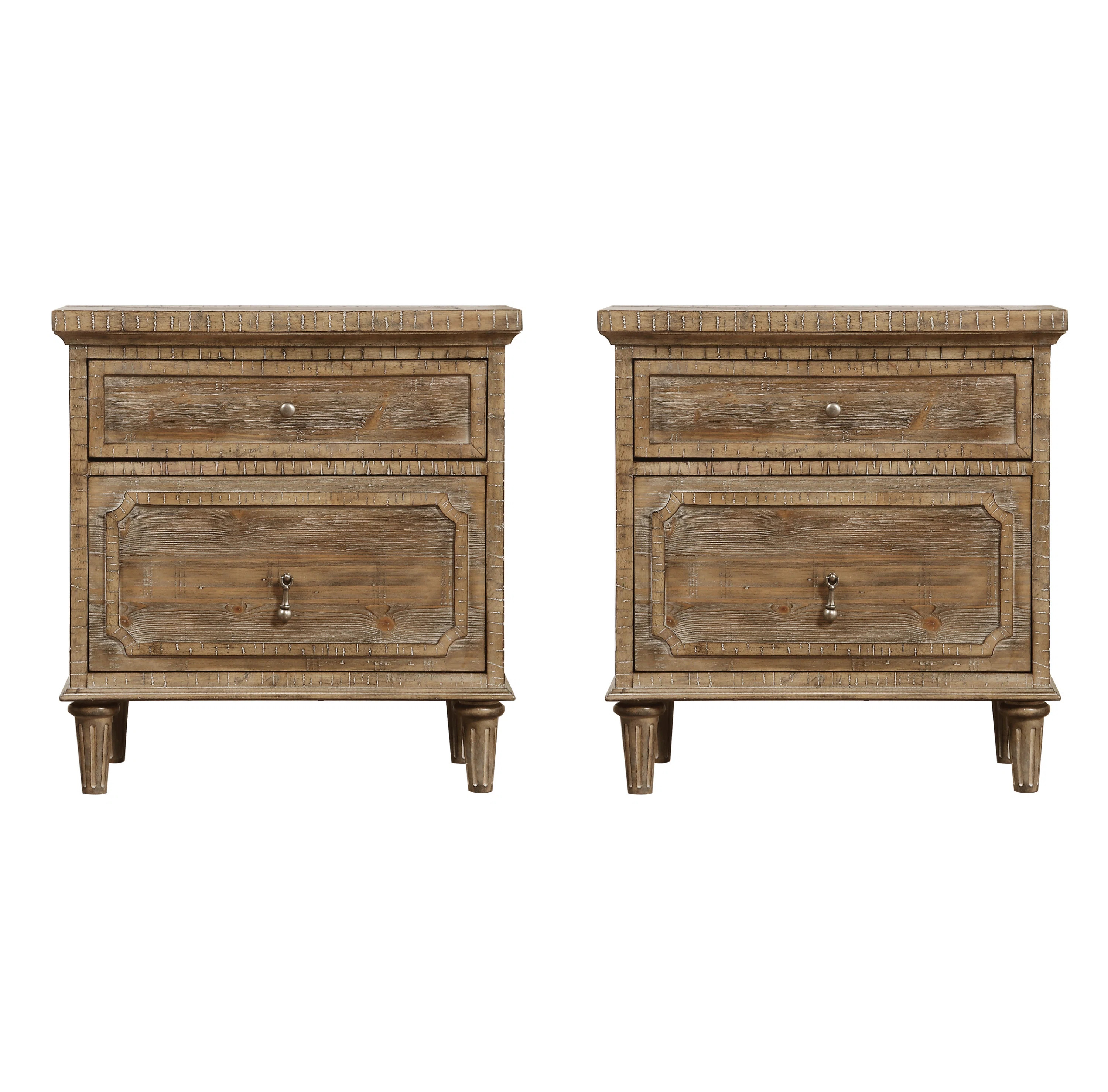 Rahul 28'' Tall 2 - Drawer Nightstand with USB in Brown | Wayfair North America